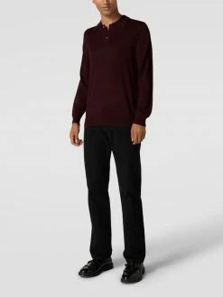 Auslauf ✨ Christian Berg Men Strickpullover Mit Polokragen - Dunkelrot Meliert ✔️