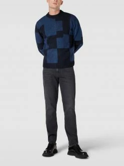 Besorgen ? MCNEAL Strickpullover Mit Woll-Anteil Und Gitterkaro - Marineblau ?